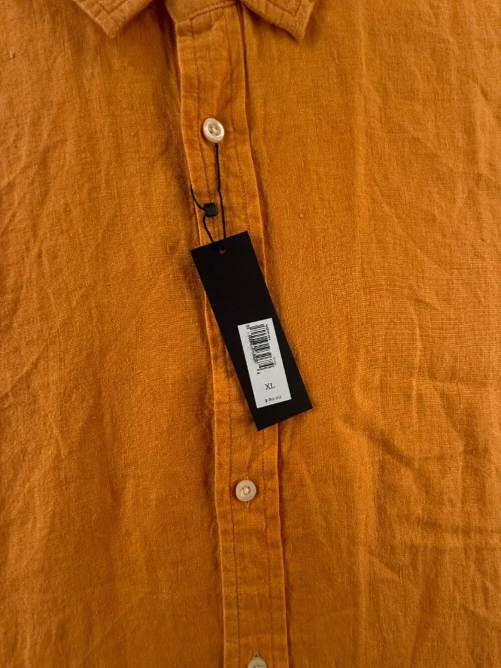 NWT Banana Republic Orange All Linen Button Up Shirt Long Sleeve XL Untucked Fit